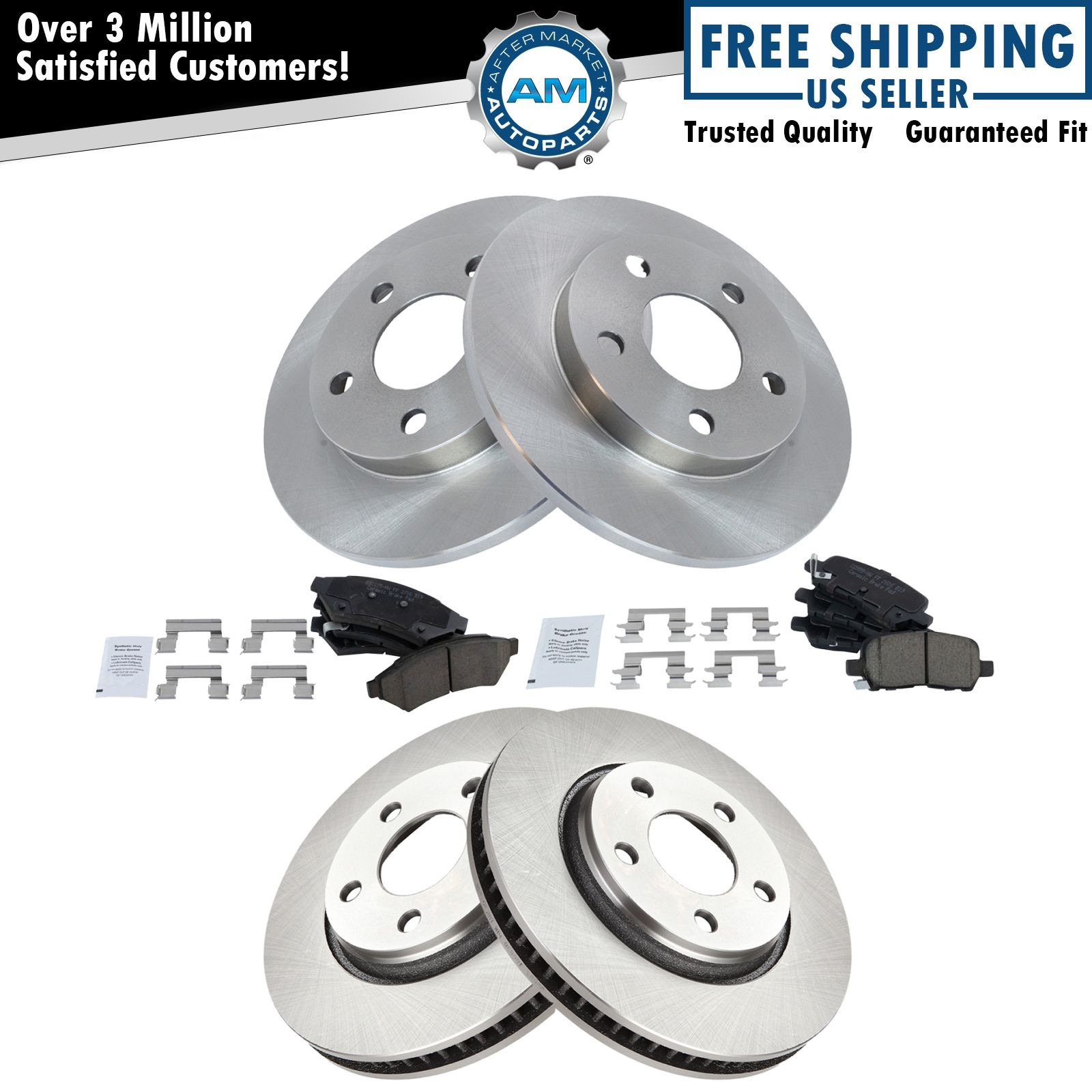 Front & Rear Ceramic Brake Pad & Rotor Kit & for Chevy Buick Pontiac