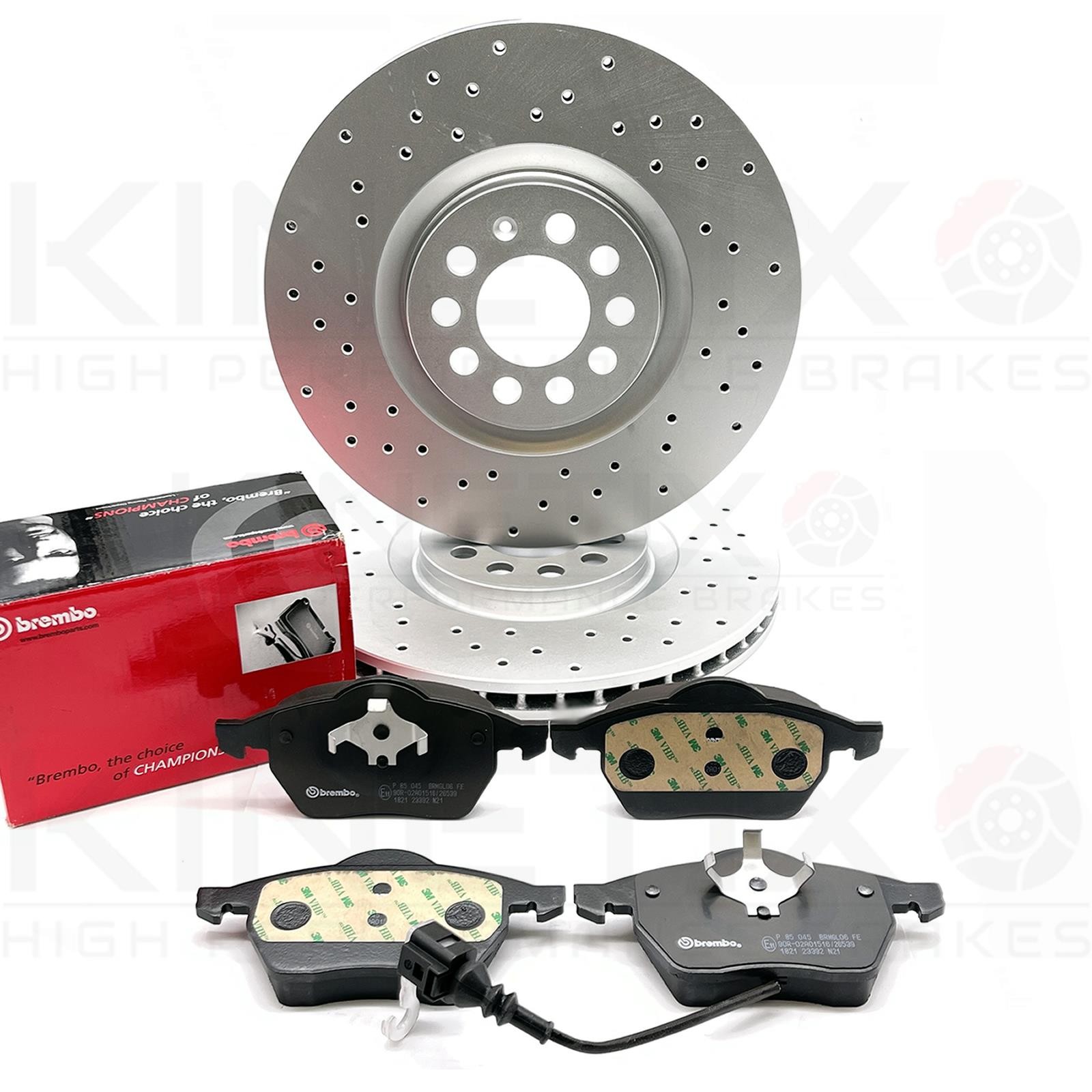 FOR VW BORA 2.3 V5 KINETIX FRONT PERFORMANCE BRAKE DISCS BREMBO PADS 312mm