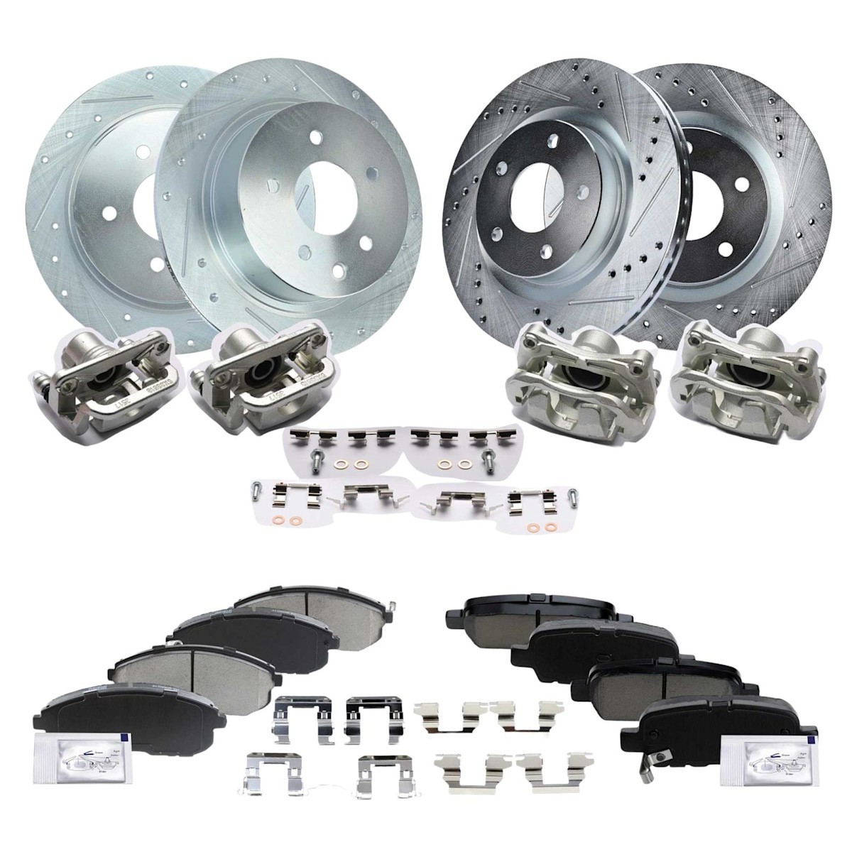 Brake Kit With Calipers 4-Wheel Set Front & Rear Coupe for Nissan Altima 07-10
