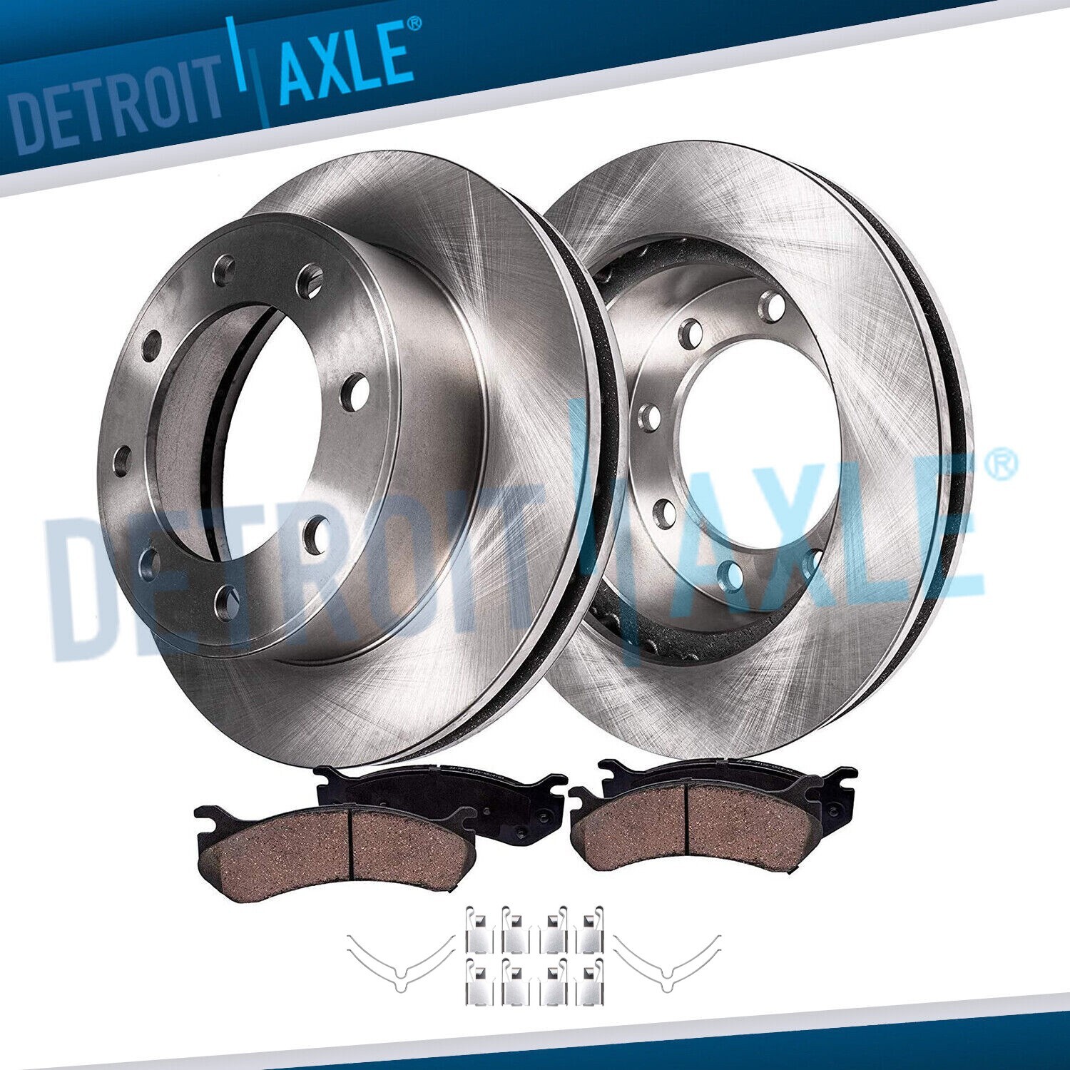 13in. (331mm) Front Disc Rotors + Brake Pads for Ford F-350 F-250 Super Duty 4×4