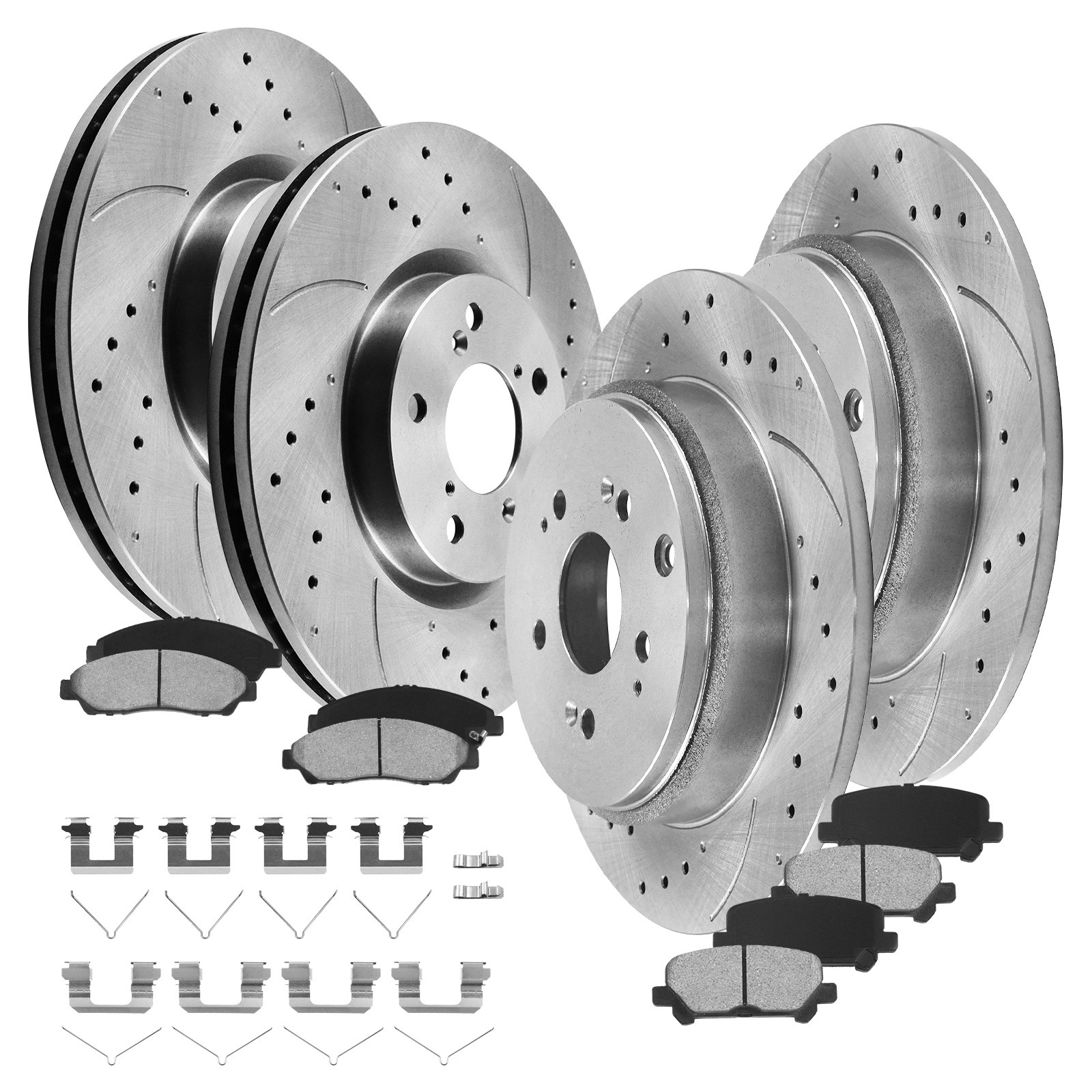 Front Rear Drilled and Slotted Rotors Brakes Pads for Acura MDX ZDX Honda Pilot