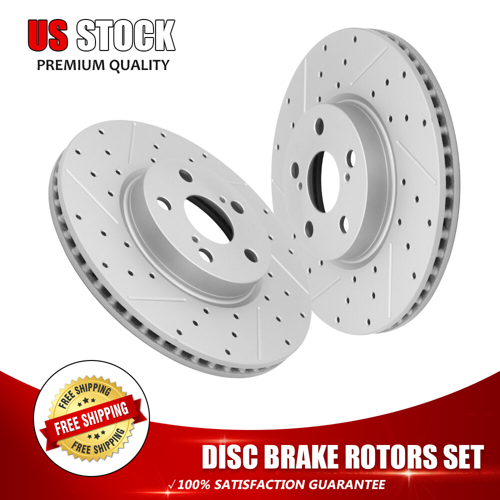 10.83 in Front Drilled Brake Rotors for Toyota Corolla Matrix Vibe 2009 – 2019