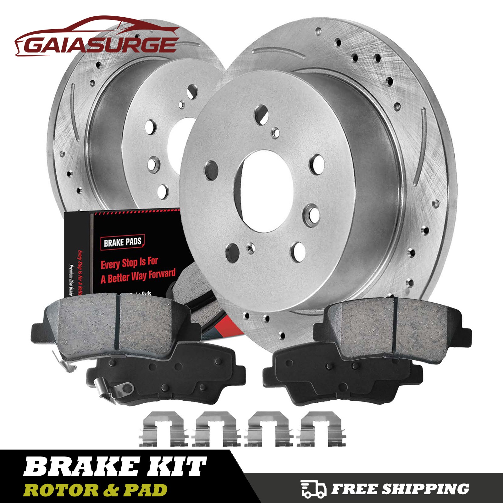 Rear Disc Brake Rotors And Ceramic Pads for 2010 2011 2012 2013 Kia Soul