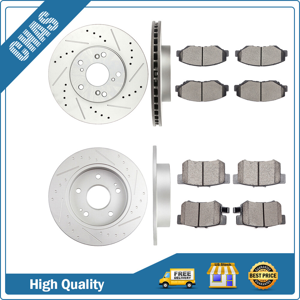 Front And Rear Brake Ceramic Pads & Rotors Kit For 2013-2015 Honda Civic Acura