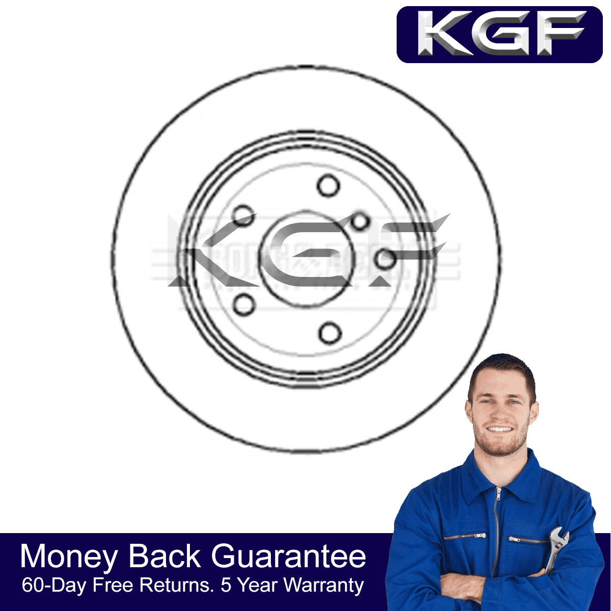 KGF Rear 1x Brake Disc Fits BMW 3 Series 1999-2007 3.0 D 34216864052