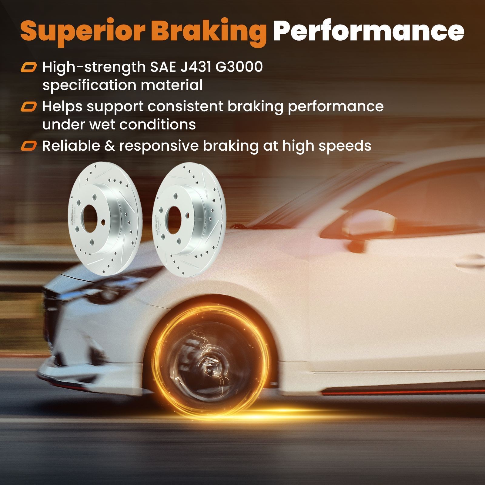 270mm Rear Drilled & Slotted Brake Disc For Chevrolet HHR 2008-10/Malibu 2004-12