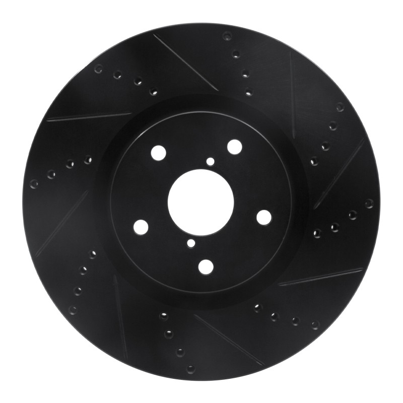 R1 for 05-17 Subaru WRX STI Front Right Drilled & Slotted Black Brake Rotor