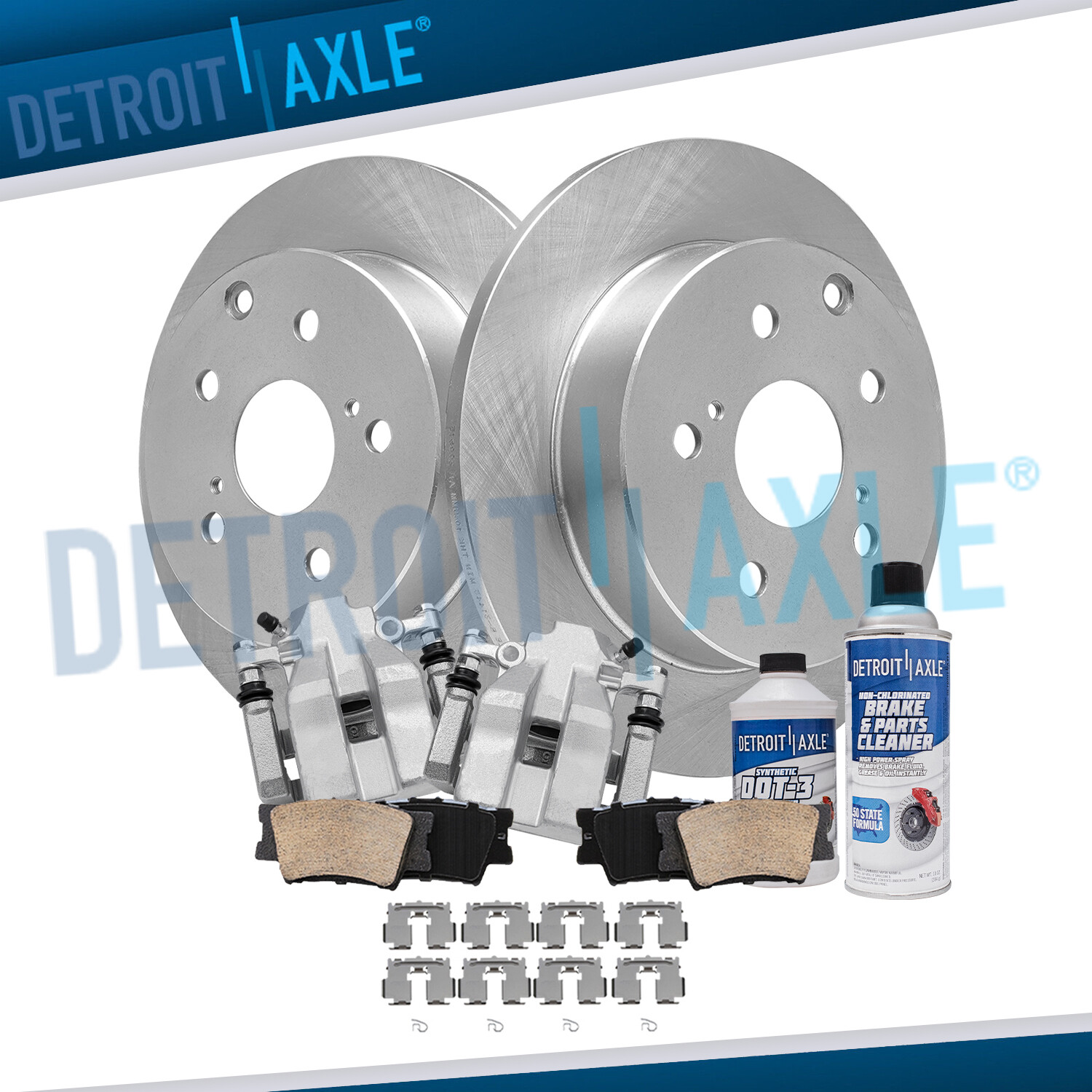 Rear Disc Rotors + Calipers Ceramic Brake Pads for 2010 2011 2012 Lexus HS250h