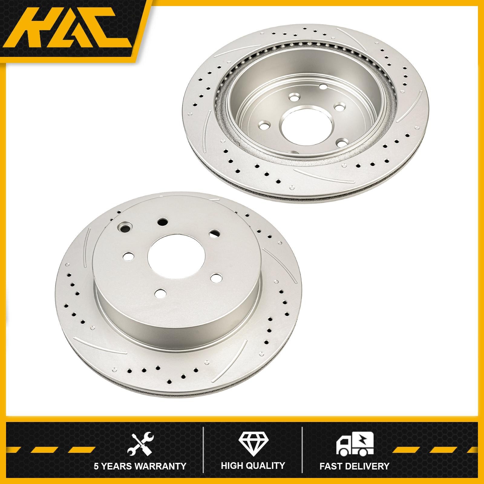 For 2013-2020 Nissan Pathfinder Rear Drilled Slotted Brake Rotors Set of 2 31348