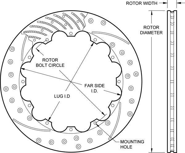 Wilwood 160‑13544‑BK LH Caliper Bracket forSRP48 SPC‑37 Rotor 12.88×1.10 12×8.75