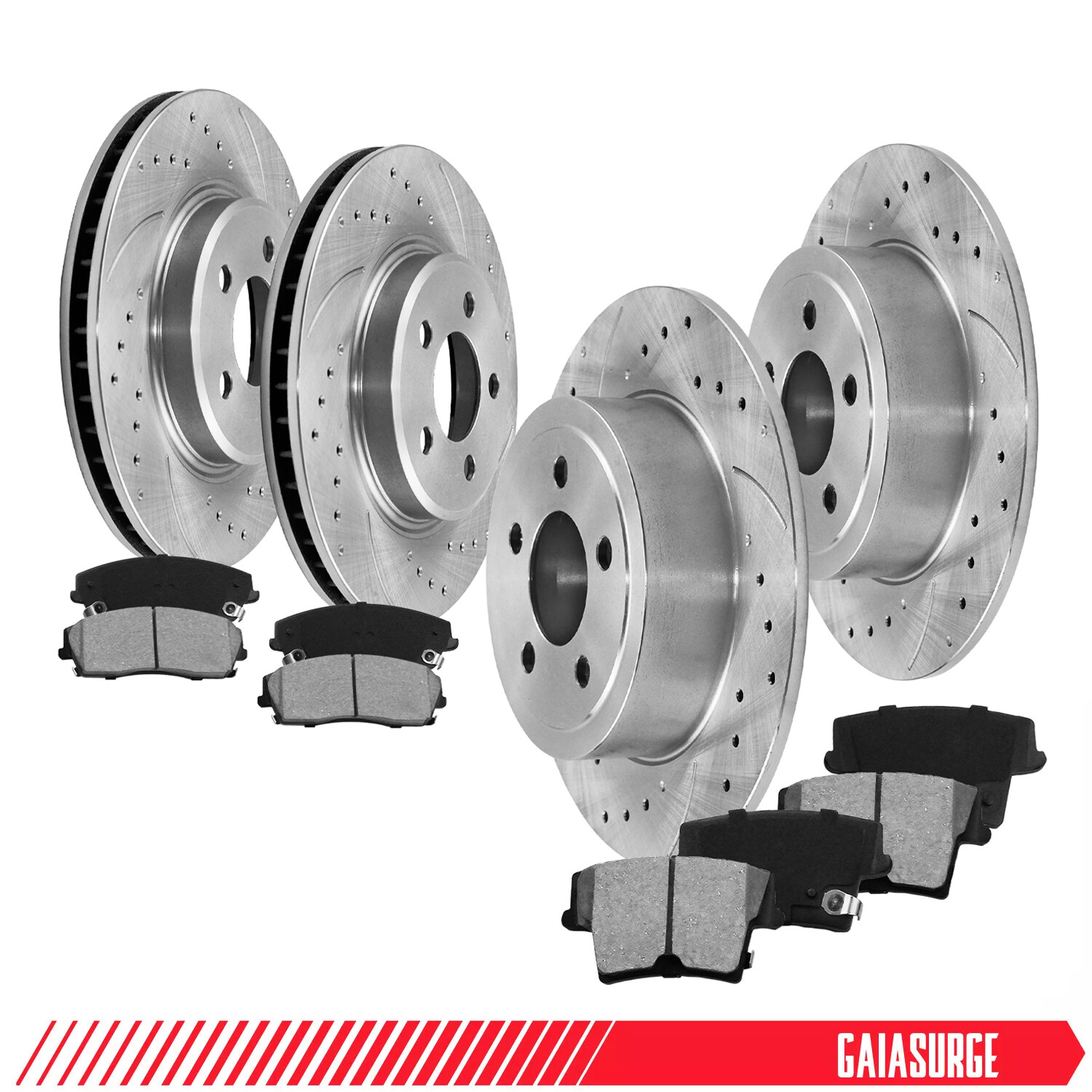 FRONT REAR DRILLED ROTORS + BRAKE PADS FOR 1999-2001 2002 2003 2004 FORD MUSTANG