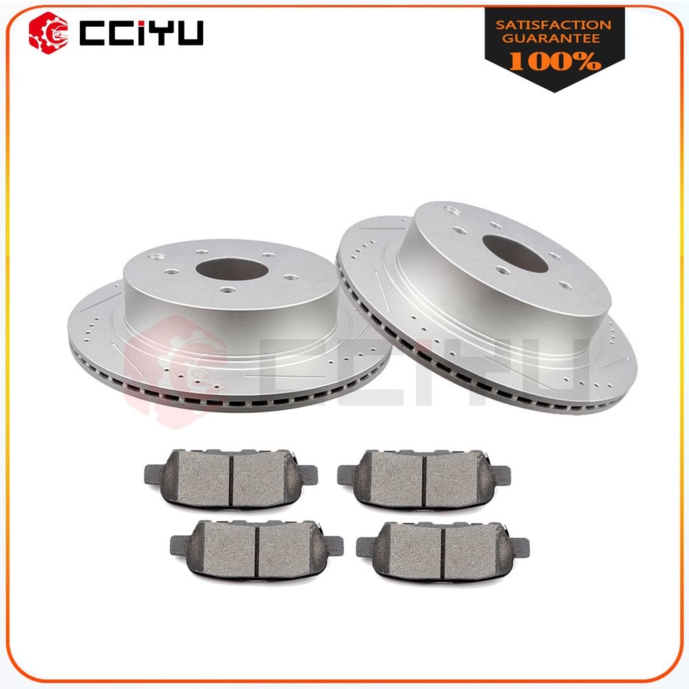 Rear Drilled Brake Rotors & Ceramic Brake Pads For 14 15-17 For Infiniti QX70