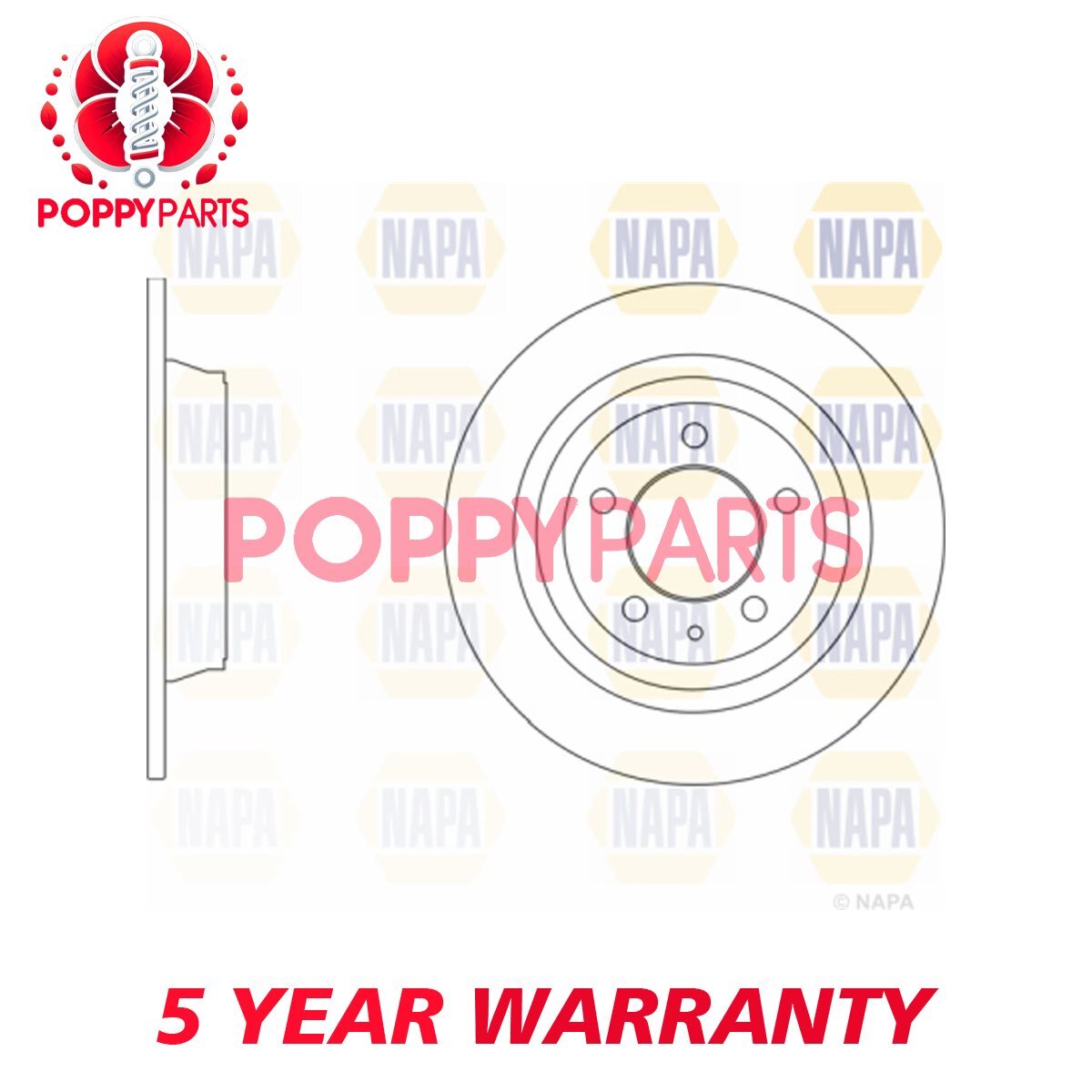 Fits Ford Mondeo 2014- Brake Disc Rear Poppy DG9C2A315BC