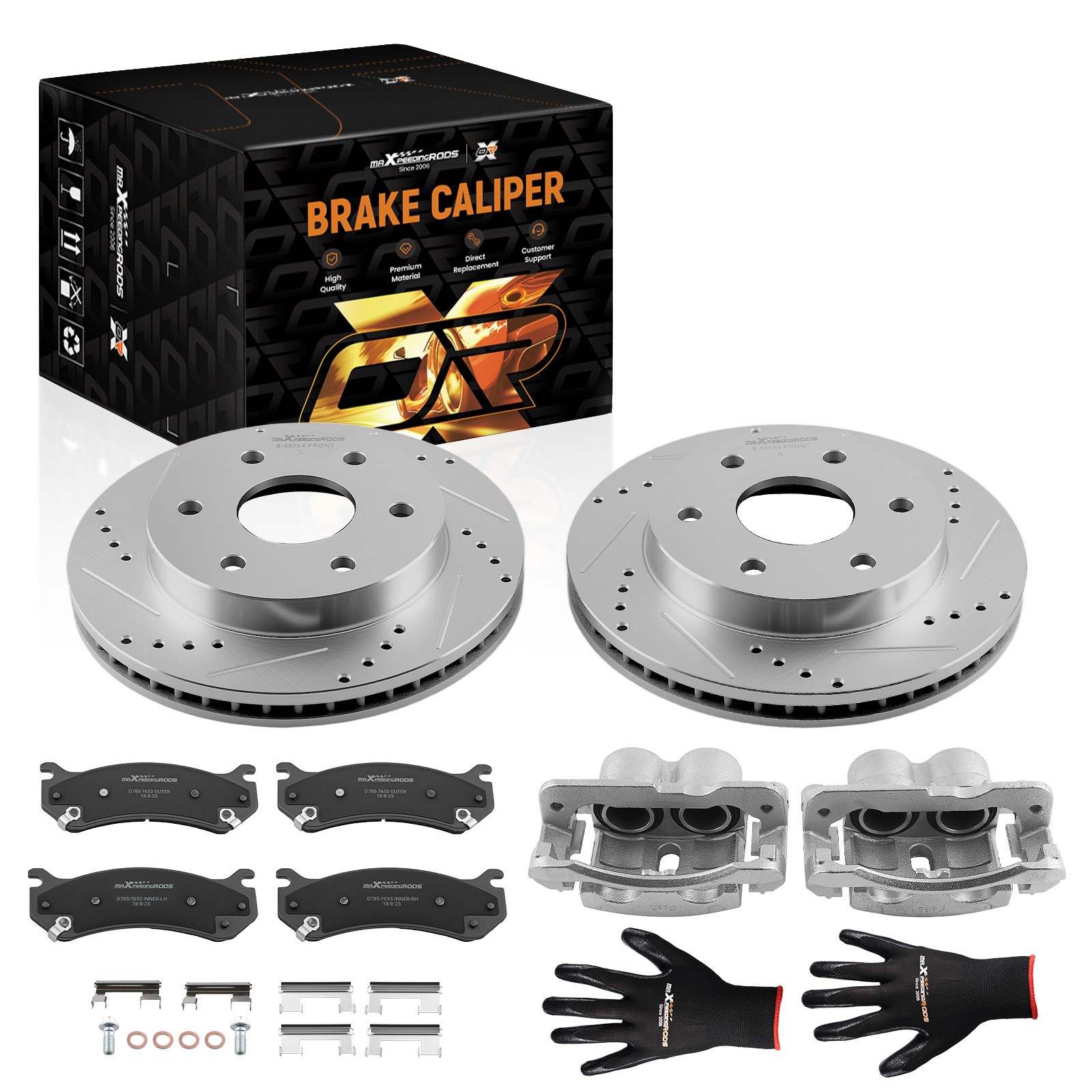 Front Brake Rotors Calipers w/Pads for Chevy Avalanche 1500/Cadillac Escalade