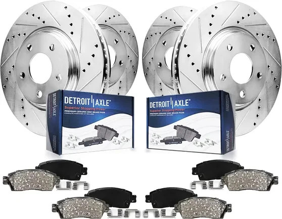 Front & Rear Drilled Rotors + Brake Pads for Dodge Ram 1500 Durango Chrysler