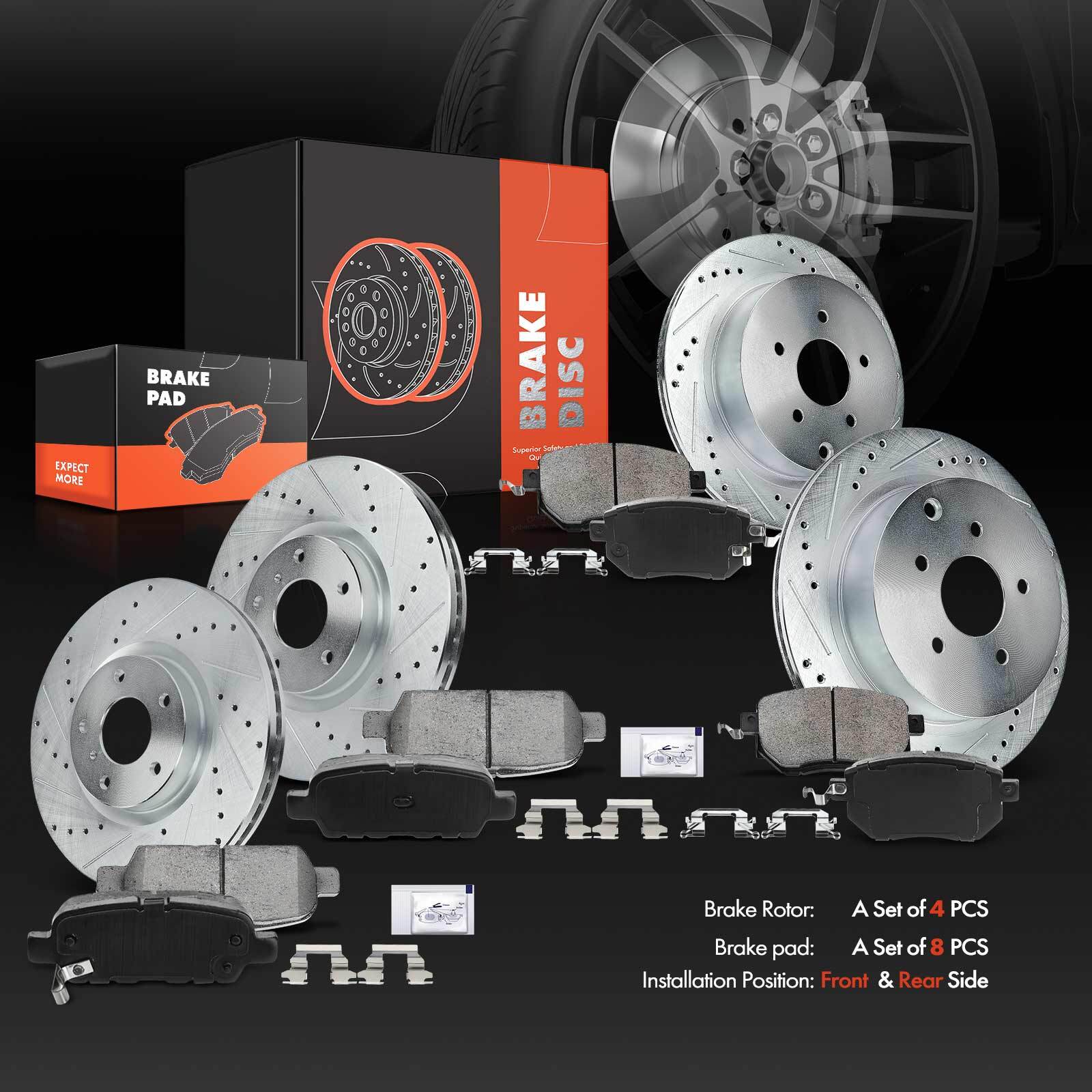 Front & Rear Drilled Rotor & Ceramic Brake Pad for Nissan Murano 2005-2007 2012