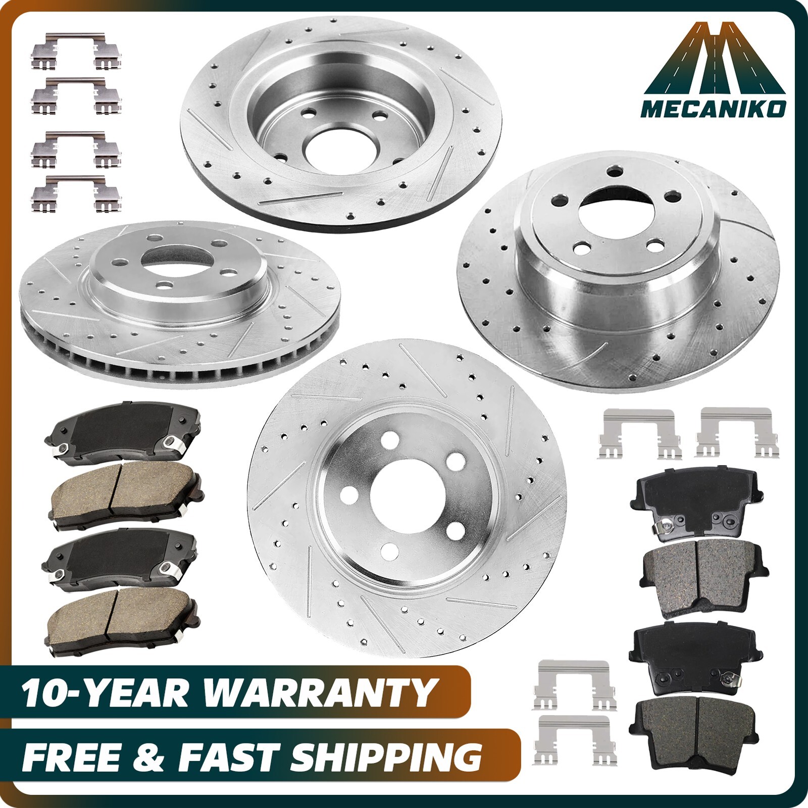 Front Rear Drilled Brake Rotors and Pads Kit for Charger Chrysler 300