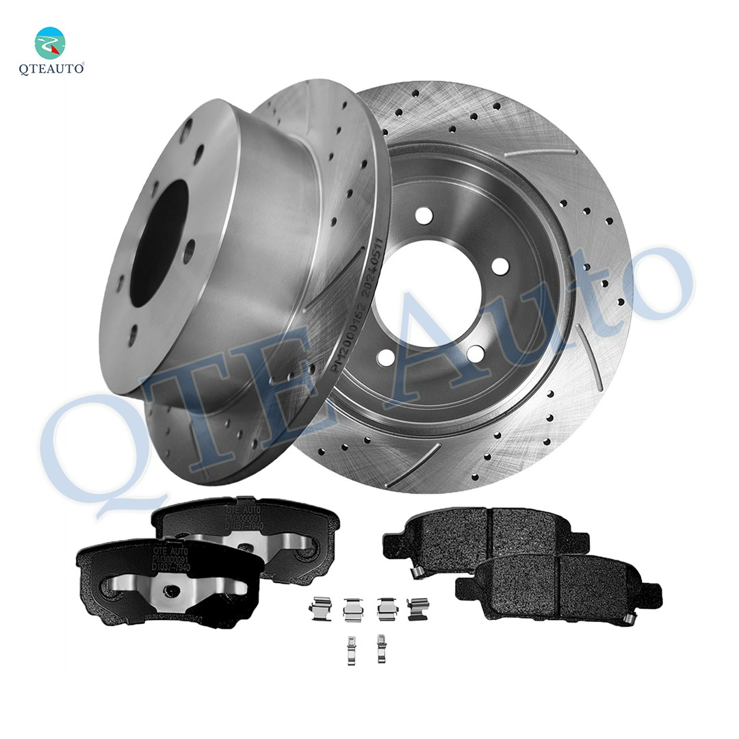6 Rear 262 Drilled Brake Rotors-D1037 7940 Brake Pad For 2007-2012 Dodge Caliber