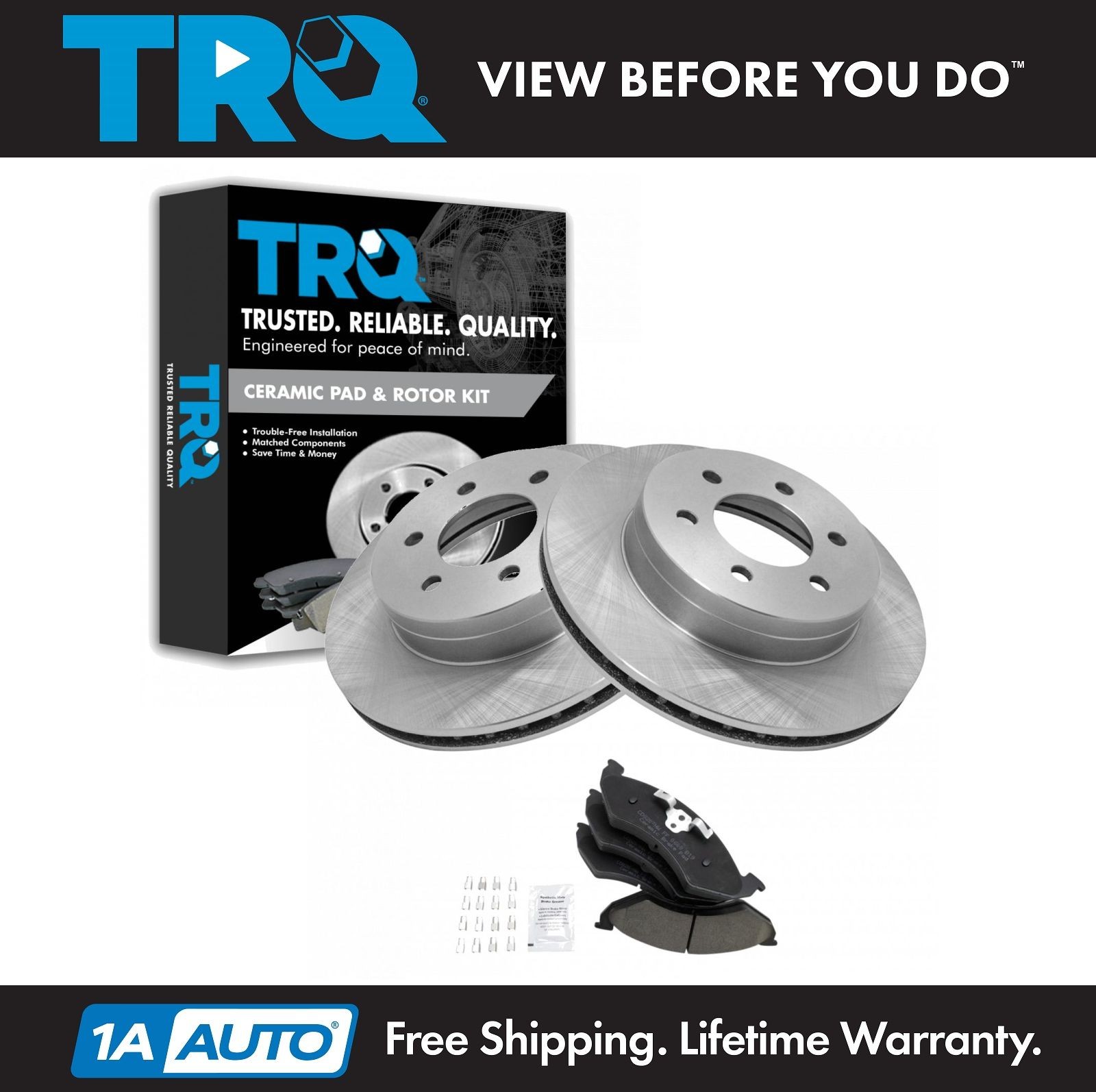 TRQ Brake Pad & Rotor Kit Ceramic Front for 00-02 Dodge Dakota Durango NEW