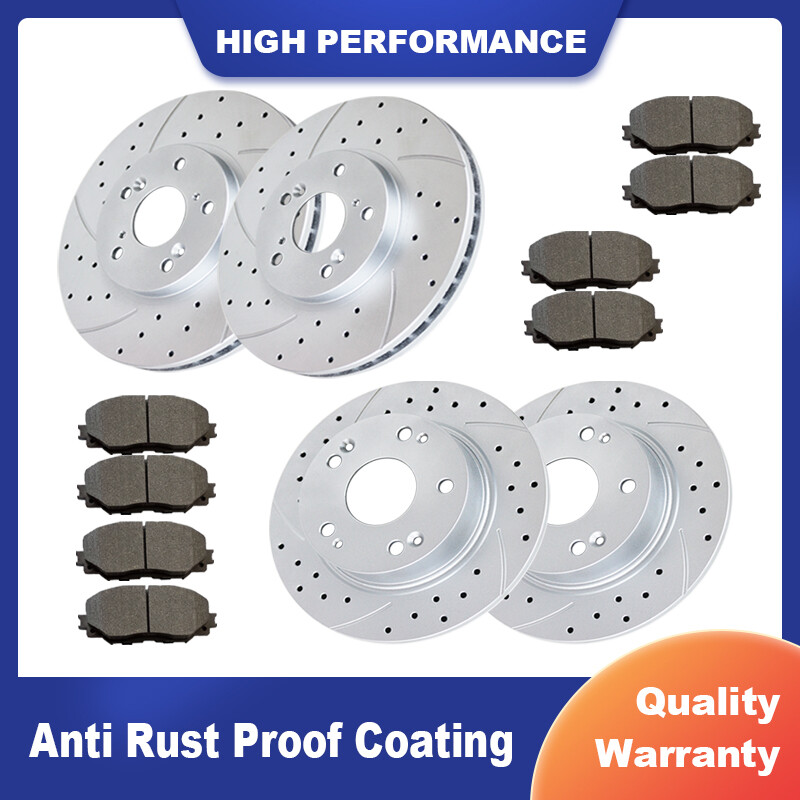 282mm Front Rear Drilled Rotors Brake Pads for 2008 2009 2010 Honda Accord Kits