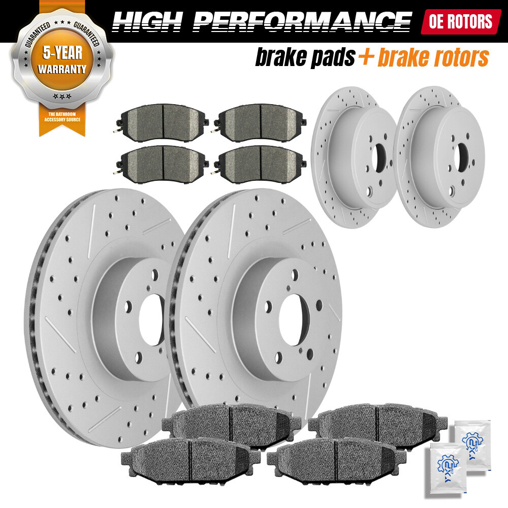 Front Rear Drilled Disc Rotors + Ceramic Pads for Subaru Legacy Outback Impreza
