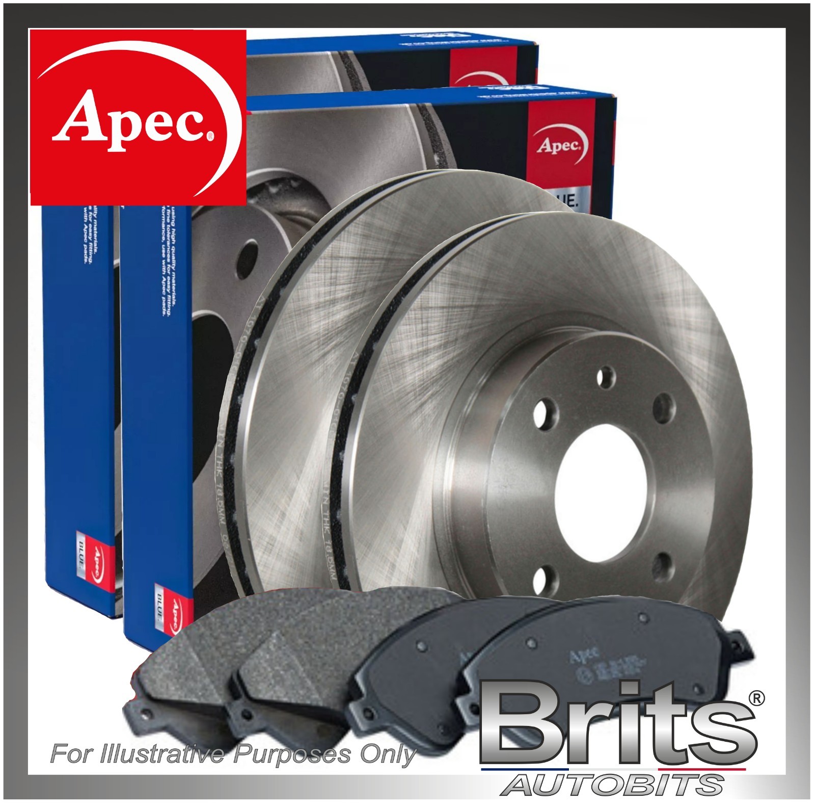 Apec Blue Front Brake Discs and Pads for Mazda 2 DY 1.2 1.3 1.4 1.6 (2003–2007)