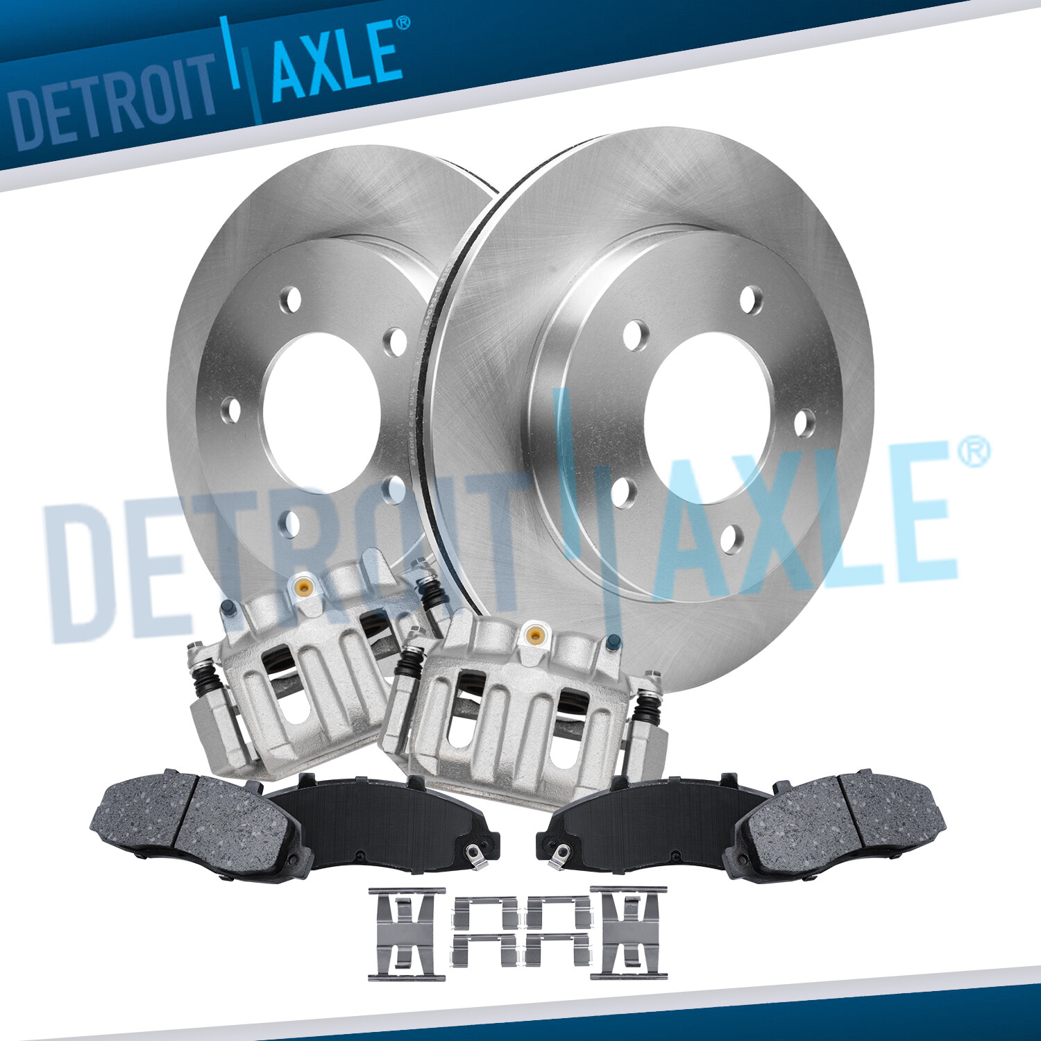 4WD Front Disc Rotors Calipers Ceramic Brake Pads for 1997-2003 Ford F-150 5-Lug
