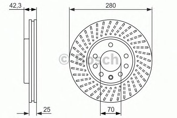 Bosch Brake Disc Front Diameter 280mm 70mm Vented 25mm With Screws 0986479919