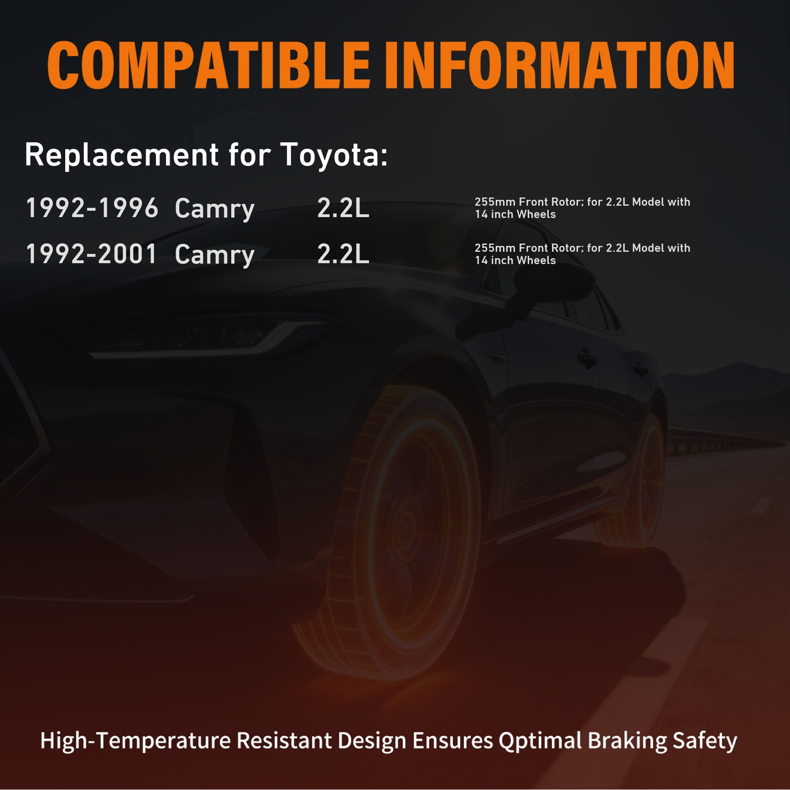 Front Slotted Rotors Ceramic Brake Pads for 1992 1993 1994 1995-01 Toyota Camry