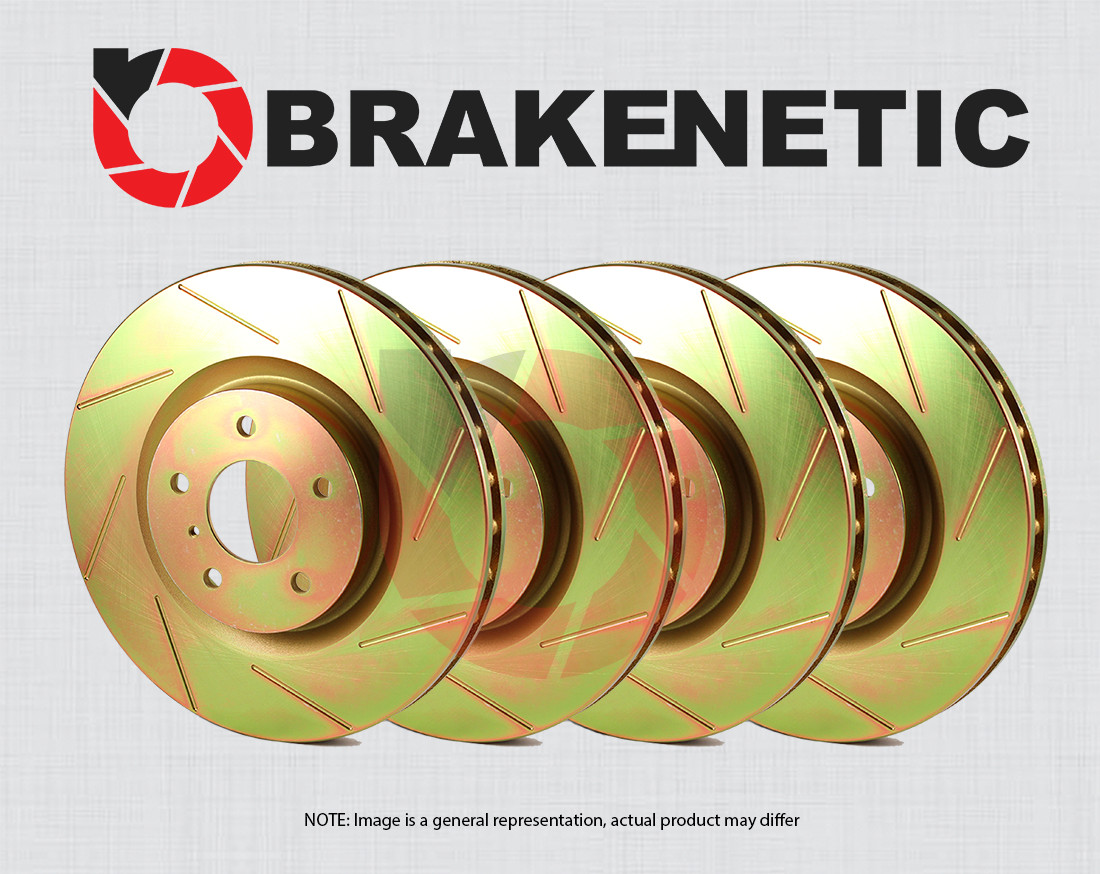 FRONT+REAR BRAKENETIC Sport Slotted Brake Disc Rotors 323mm BSR79605