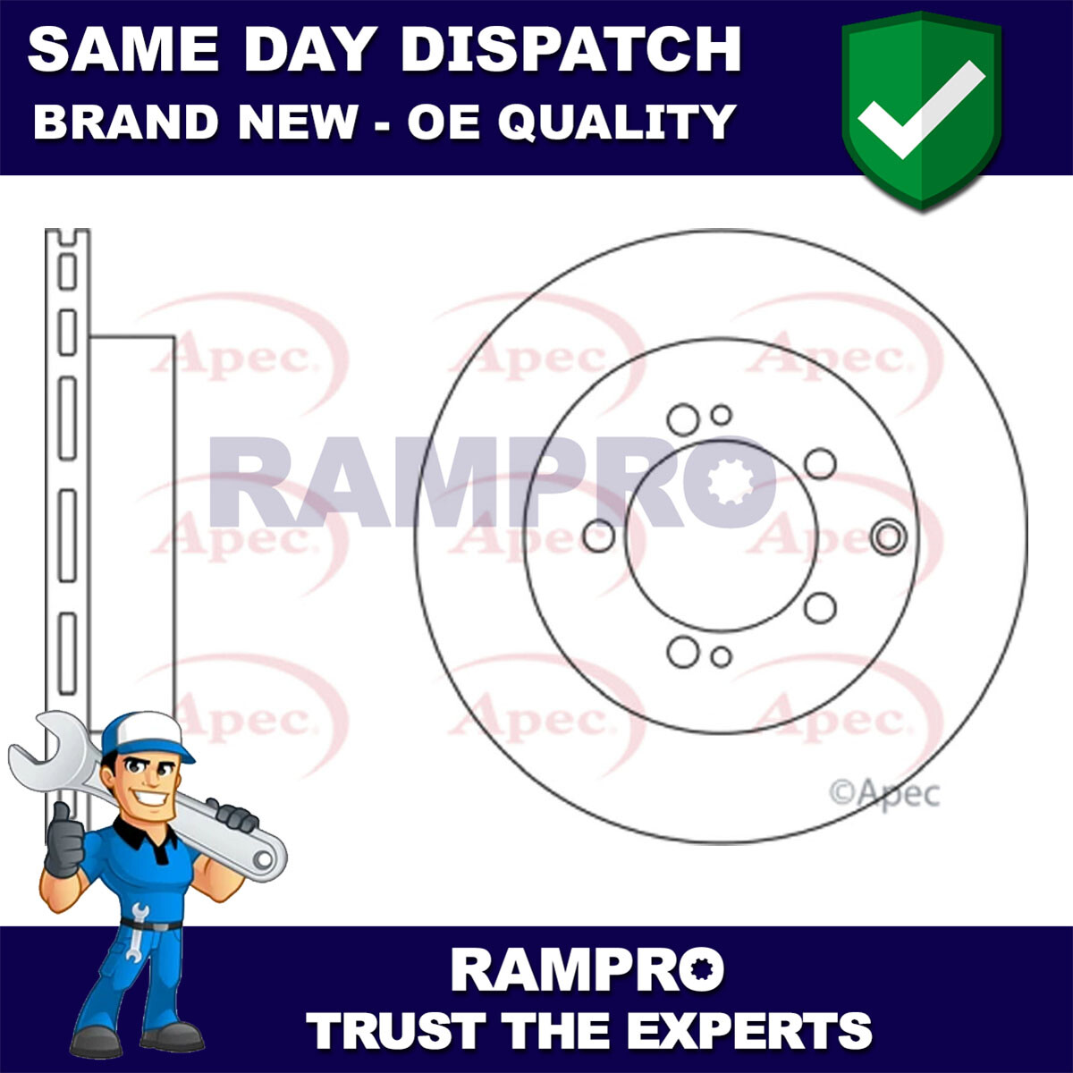 Rampro Rear Brake Disc Fits Mitsubishi Space Wagon 1998-2004 2.0 2.4 2.5