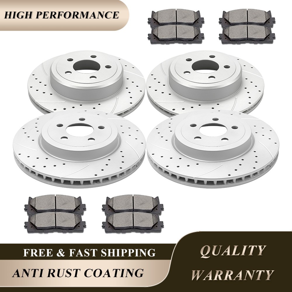345mm Front and Rear Slotted Rotor Brake Pad Fit Dodge Charger Challenger Magnum