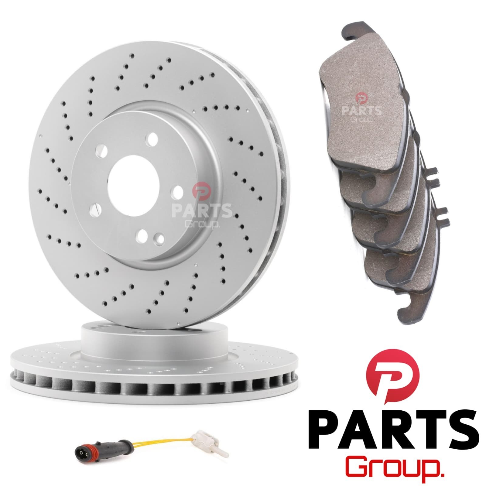 FOR MERCEDES C350 PETROL S204 PAGID DRILLED FRONT DISCS 322M & PAGID PADS SENSOR
