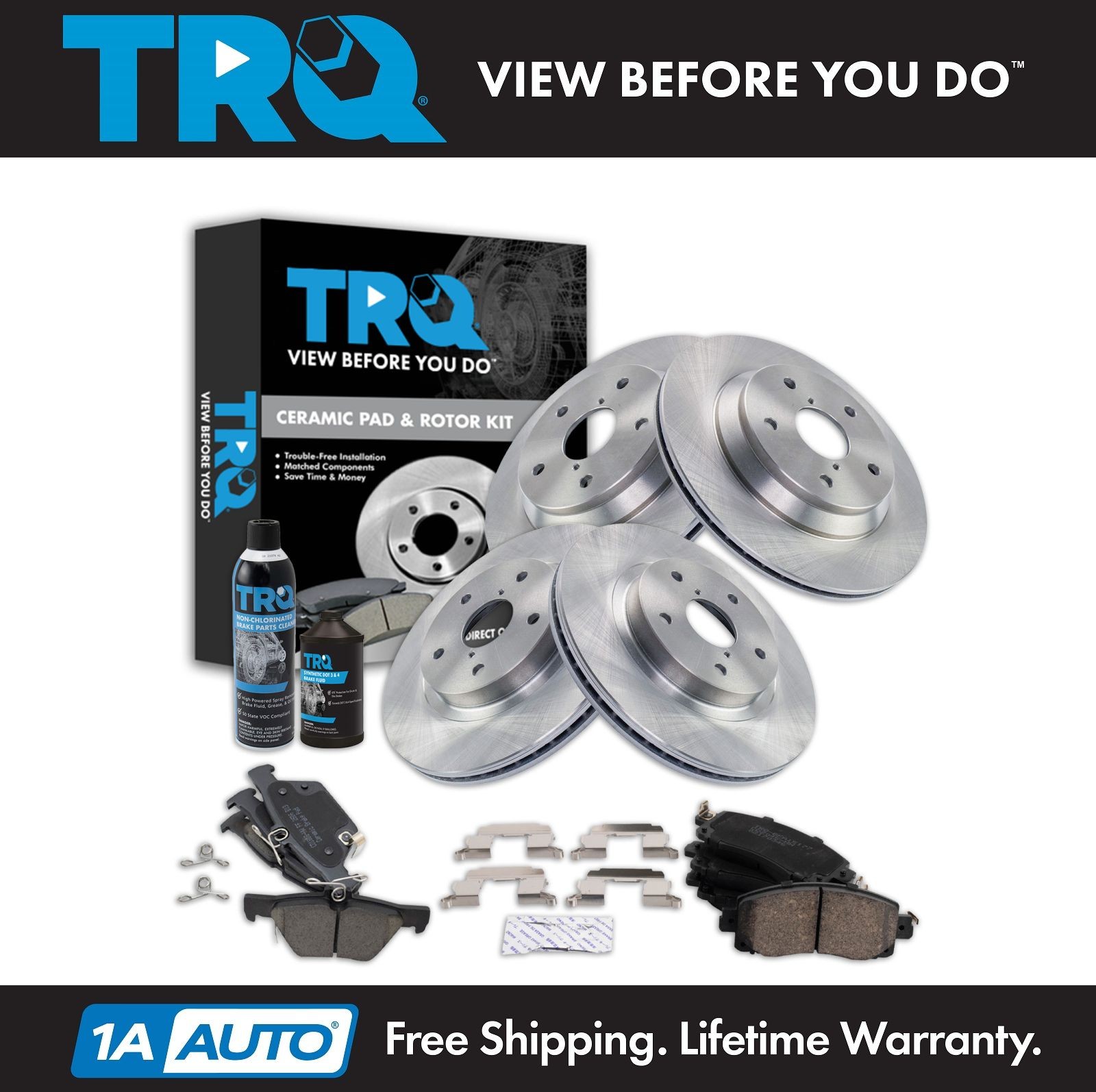 TRQ Front and Rear Brake Pad & Rotor Kit Fits 2019-2022 Subaru Forester