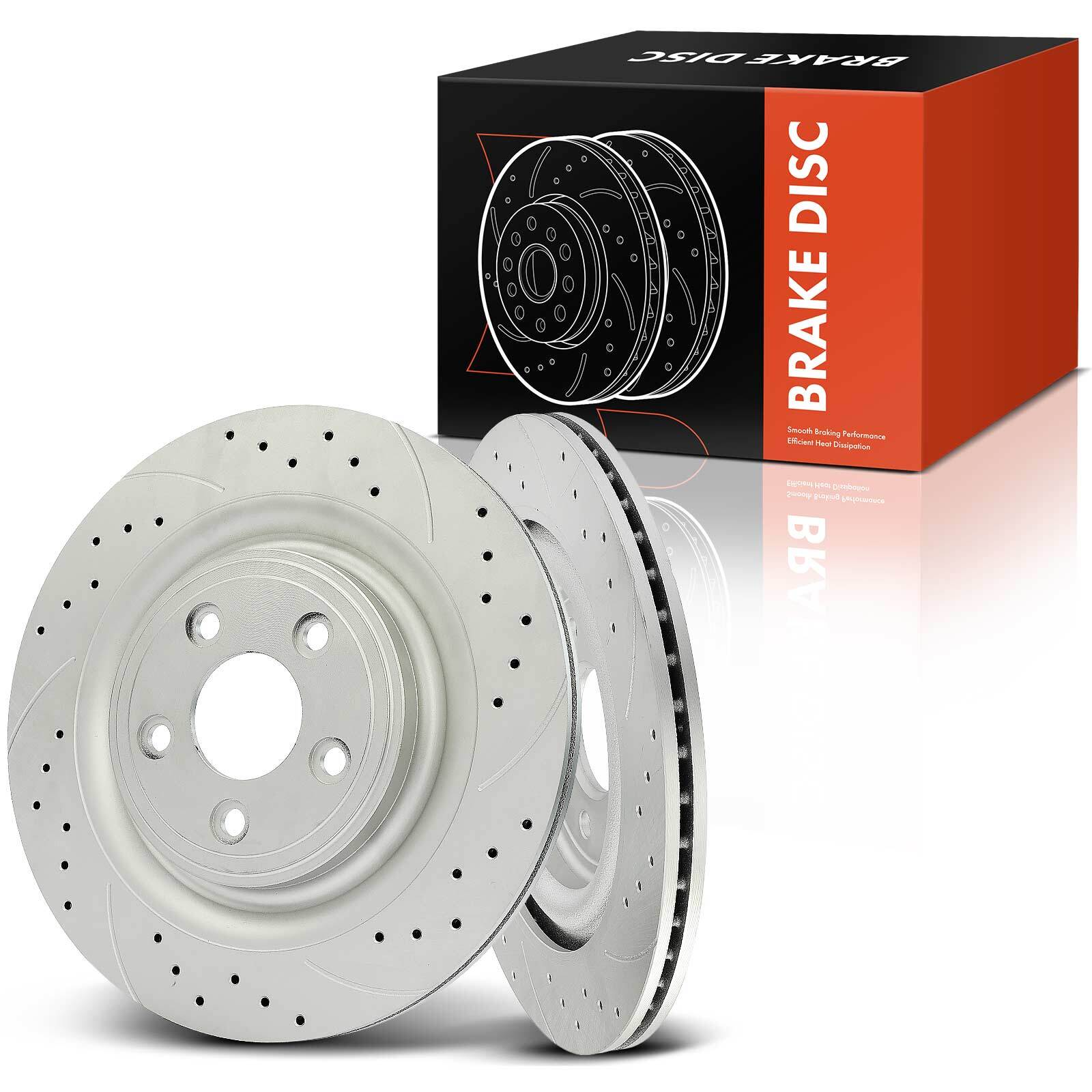 2x Rear Drilled Brake Rotors for Jaguar XJ 2010-2015 XF XJR XKR S-Type Super V8