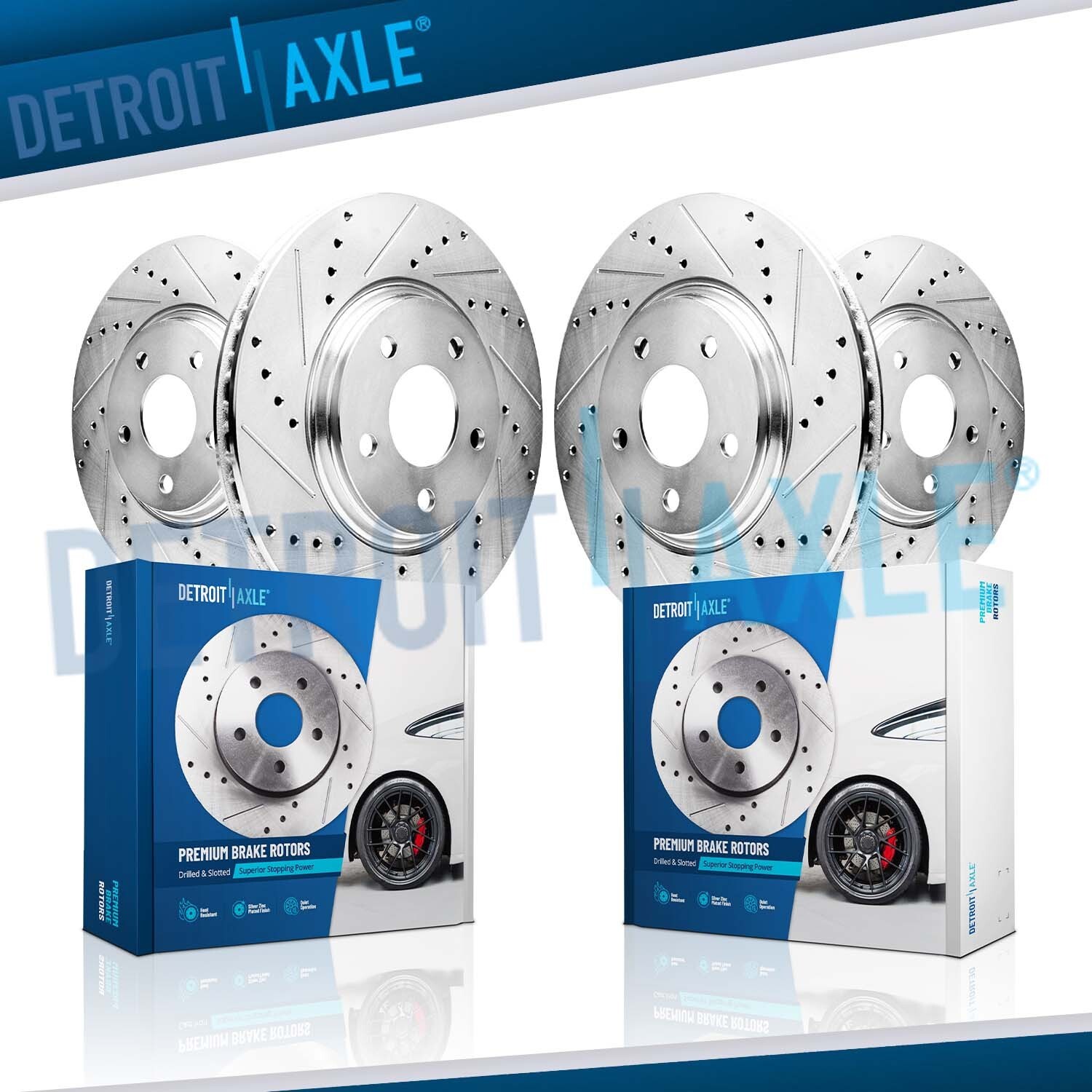 4pc Front and Rear Drilled and Slotted Brake Rotors for 2016 2017 INFINITI QX50