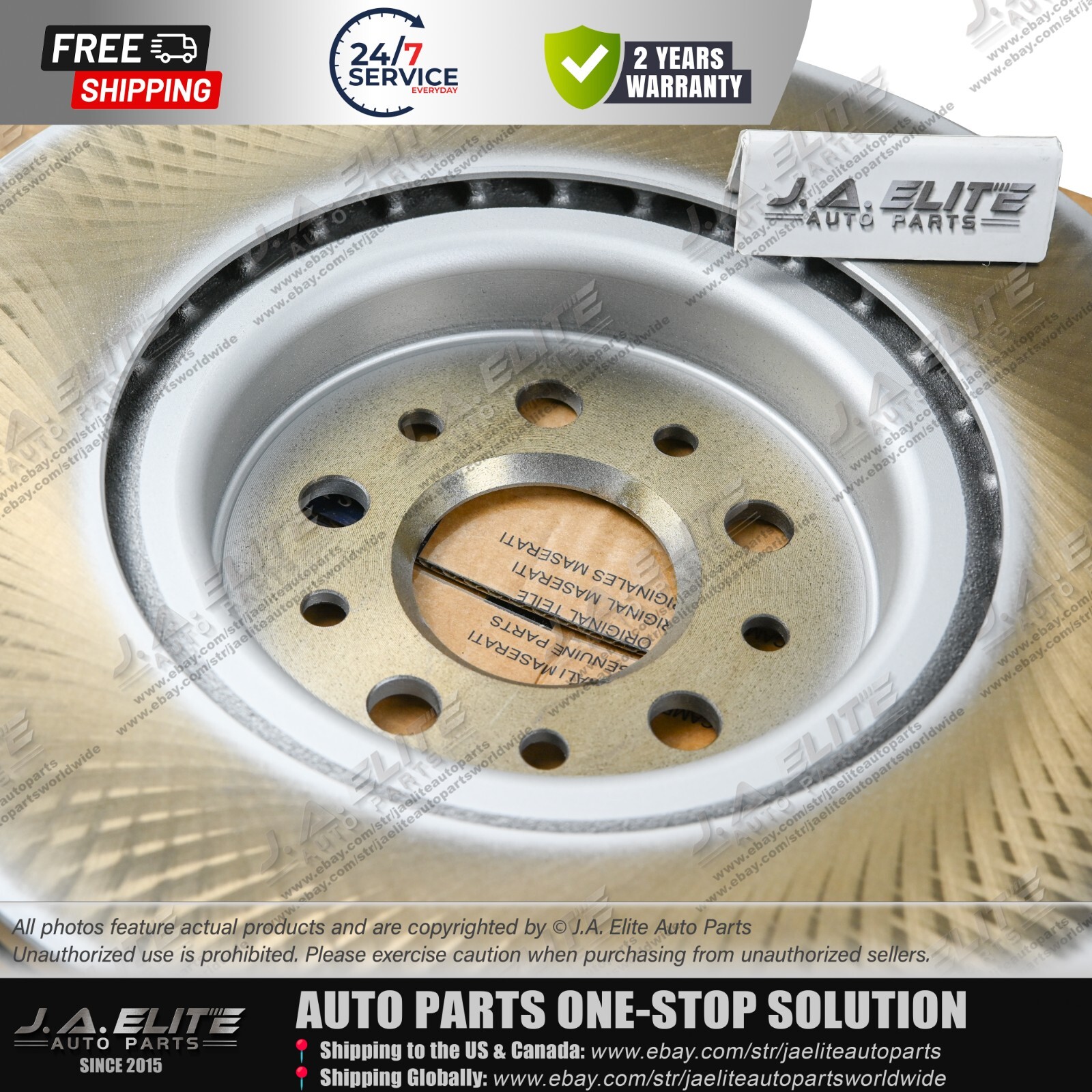 2pcs Front Brake Rotor Without Holes fit Maserati Ghibli Quattroporte, 670032734