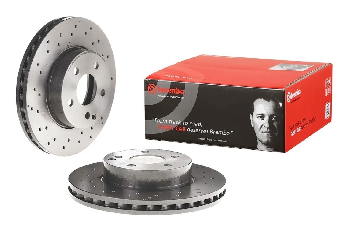 Brembo 09.A613.51 Prime UV Coated Drilled Vented Brake Rotors – Front Pair
