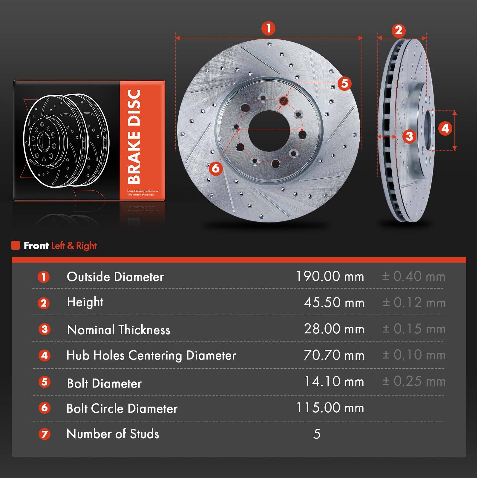 2pcs Front Drilled Brake Rotors for GMC Terrain Chevrolet Equinox Buick 321 mm