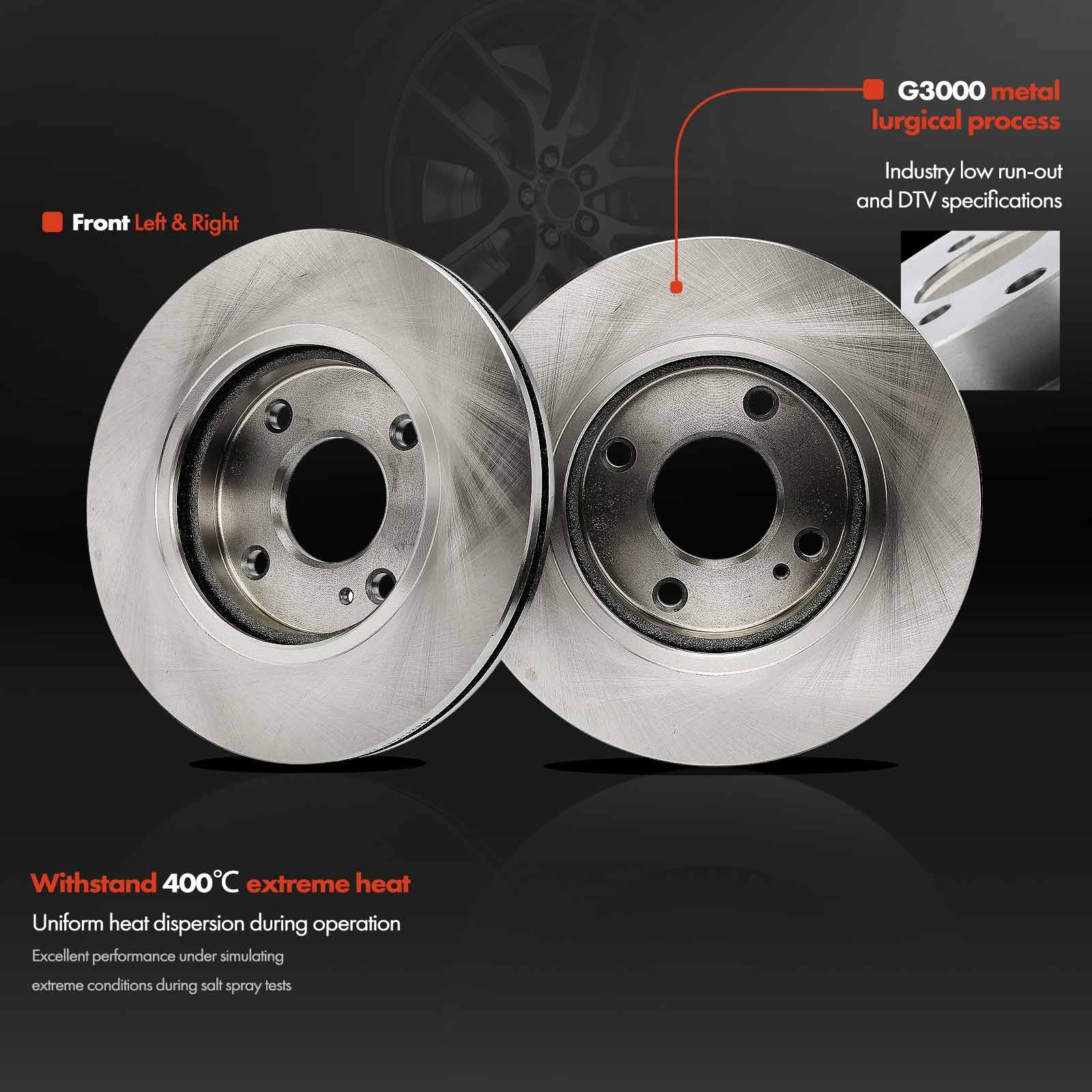 Front LH&RH Disc Brake Rotors & Ceramic Brake Pads for Ford Fiesta 2014-2019 ST