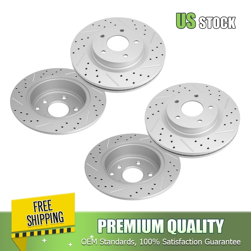 Front Rear Drilled Slotted Brake Rotors for 2007-2013 Nissan Altima 2.5L