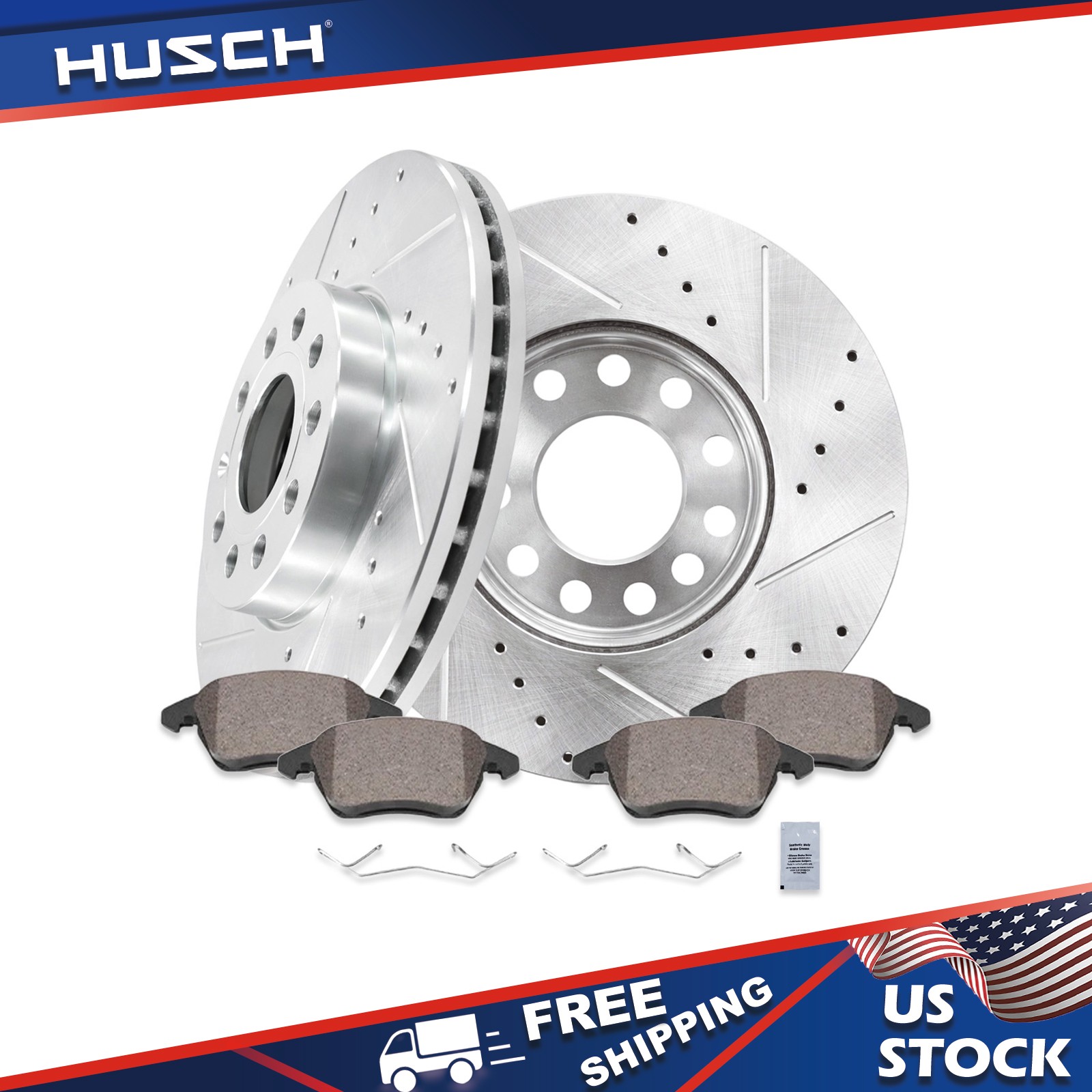 288mm Front Drilled Brake Rotors Brake Pad For Audi A3 Quattro Golf Eos VW Jetta