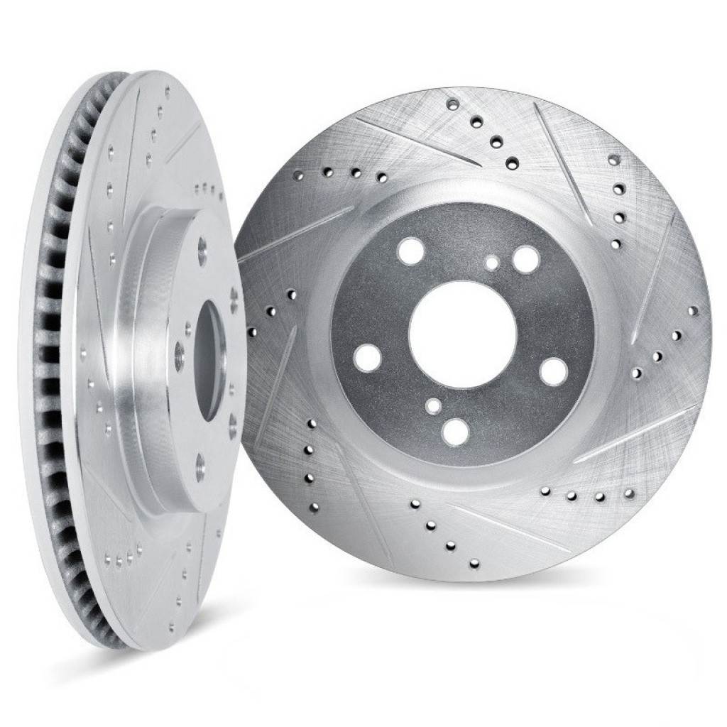 For BMW 325i 1991-1997 Rotor Set Front | Drilled and Slotted | Silver | Vented