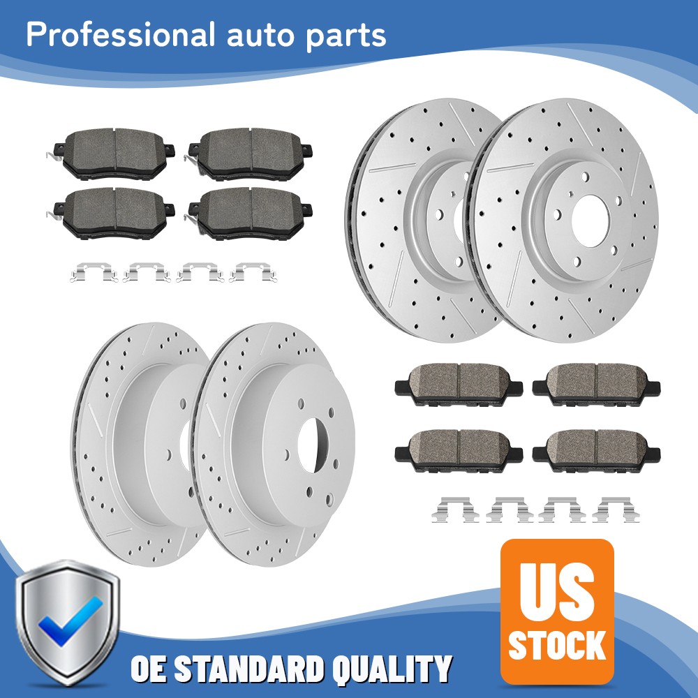 Front & Rear Drilled Slotted Disc Rotors Brake Pads Kit for 05-07 Nissan Murano