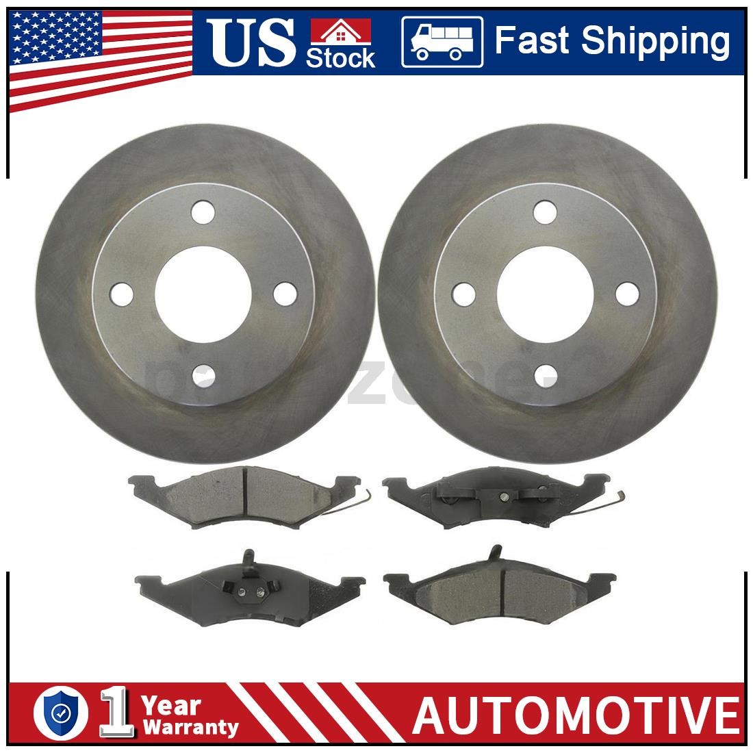 Front Brake Rotor Brake Pad 3PC for Mercury Topaz 2.3L 1984 – 1994