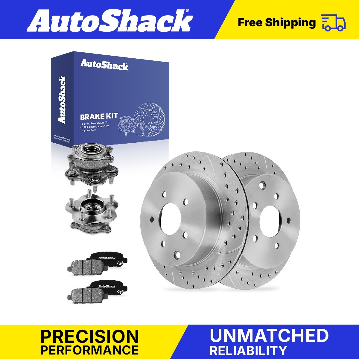 Rear Drilled Slotted Brake Rotors Pads Hubs for INFINITI, FX35 2009-2010