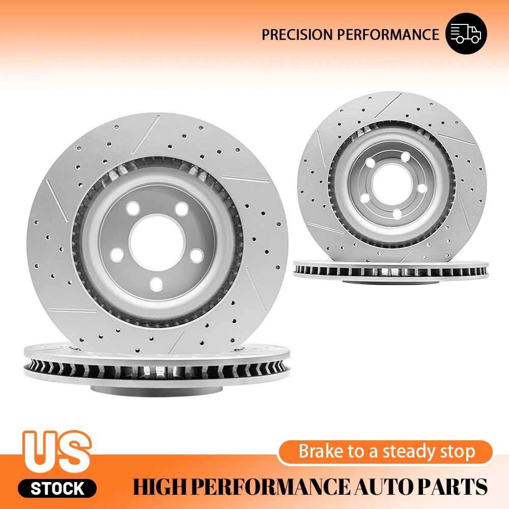 4PCS Front Rear Drilled Slotted Disc Brake Rotors for 2020-2025 Lincoln Aviator