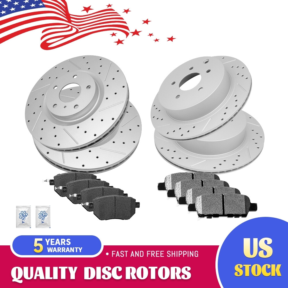 Front Rear Drilled Rotors Ceramic Brake Pads for 2005 – 2012 Nissan Murano