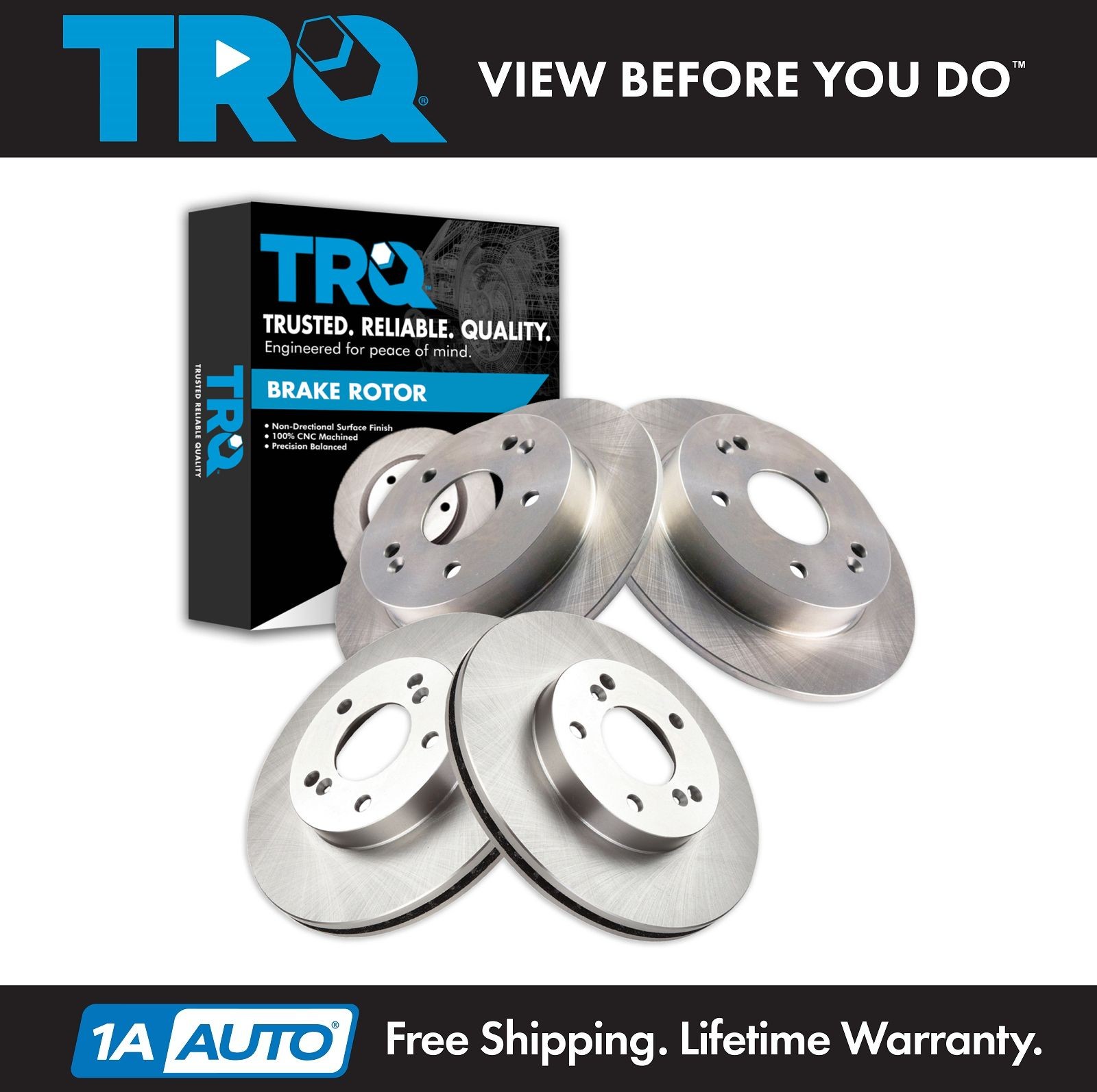 TRQ Front & Rear Brake Rotors Set For 1997-2001 Honda Prelude
