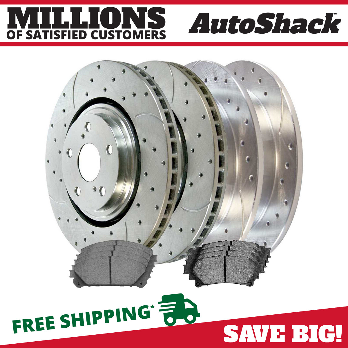 Front & Rear Drilled Brake Rotors & Pads for Toyota Highlander Lexus RX350